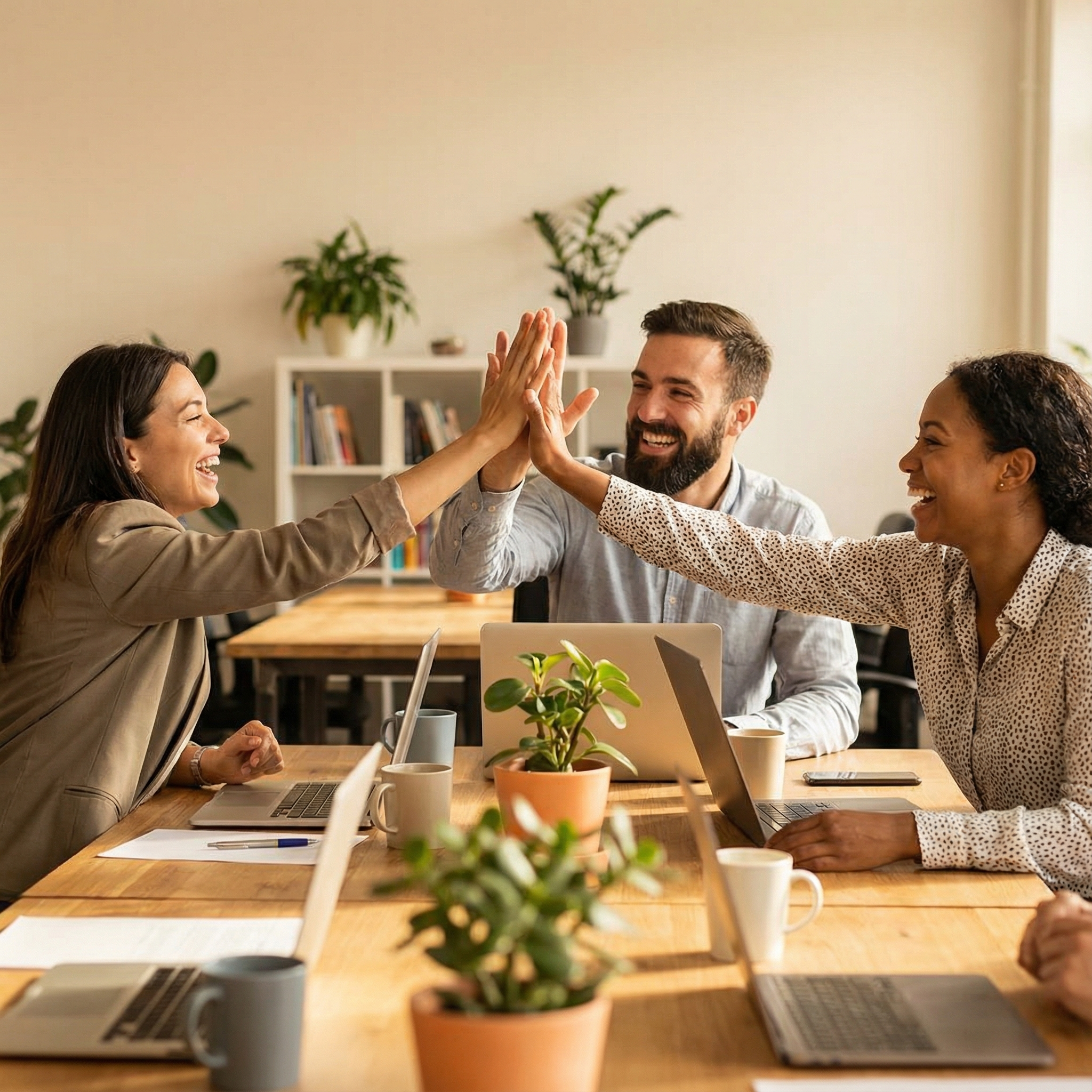 Happy team celebrating